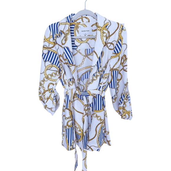 Babaton Kahlo Chain Belted Robe Coverup Small Nautical Old Money Mob Wife Yacht - Picture 4 of 10